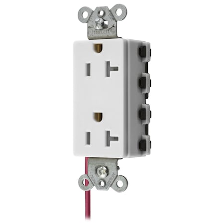 Hubbell Wiring Device-Kellems Straight Blade Receptacle, 5-20R, 20 A, 125V AC, 2 Pole, 3 Wire, Flush Mount, Grounded SNAP2162WSCTRA